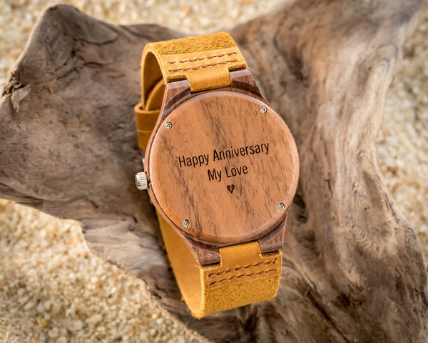 Wooden watch best sale with leather band