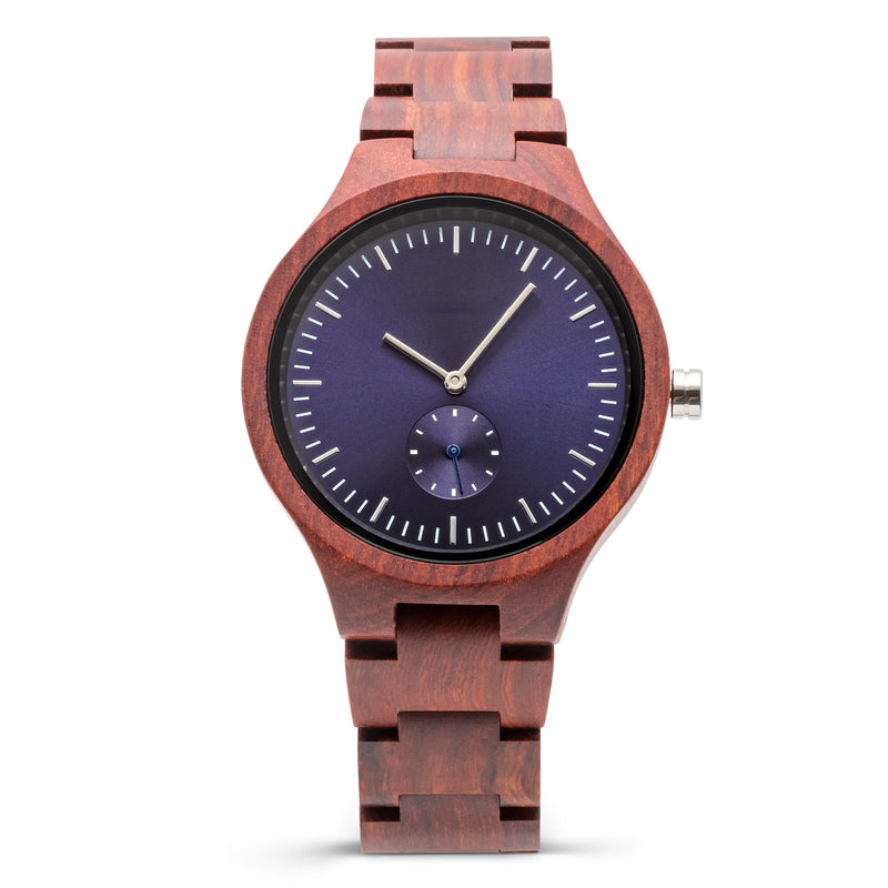 Ebony Sandalwood and Zebrawood Chronograph Watch with Blue Dial and Gold  Accents SunCoast is an excellent choice for a modern, down-to-earth  personality.